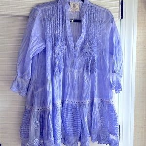 Sheer cotton one size lavender tunic